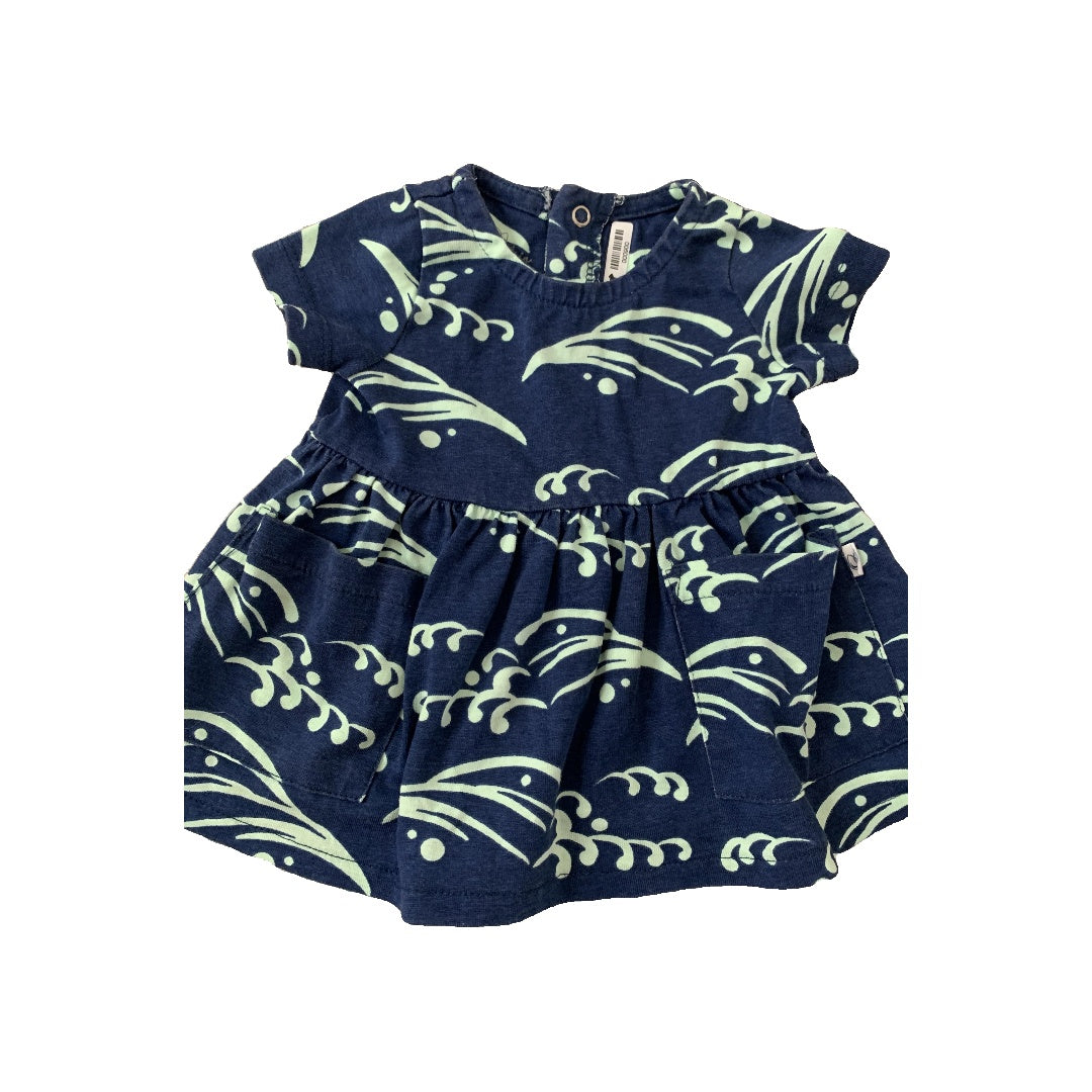 Oliver & Rain Girls Navy Blue | light green Dress Size: Newborn Navy Blue | light green
