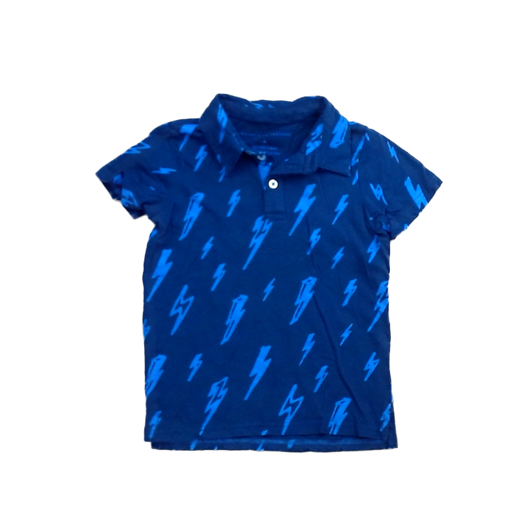 Rockets Of Awesome Boys Navy | Blue Lightening Bolts Polo Shirt Size: 4T - 6 Years Navy | Blue Lightening Bolts