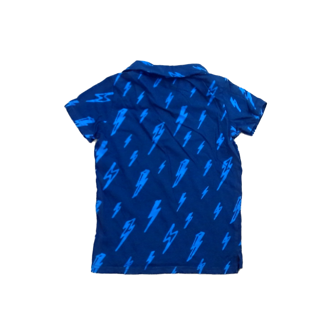Rockets Of Awesome Boys Navy | Blue Lightening Bolts Polo Shirt Size: 4T - 6 Years Navy | Blue Lightening Bolts
