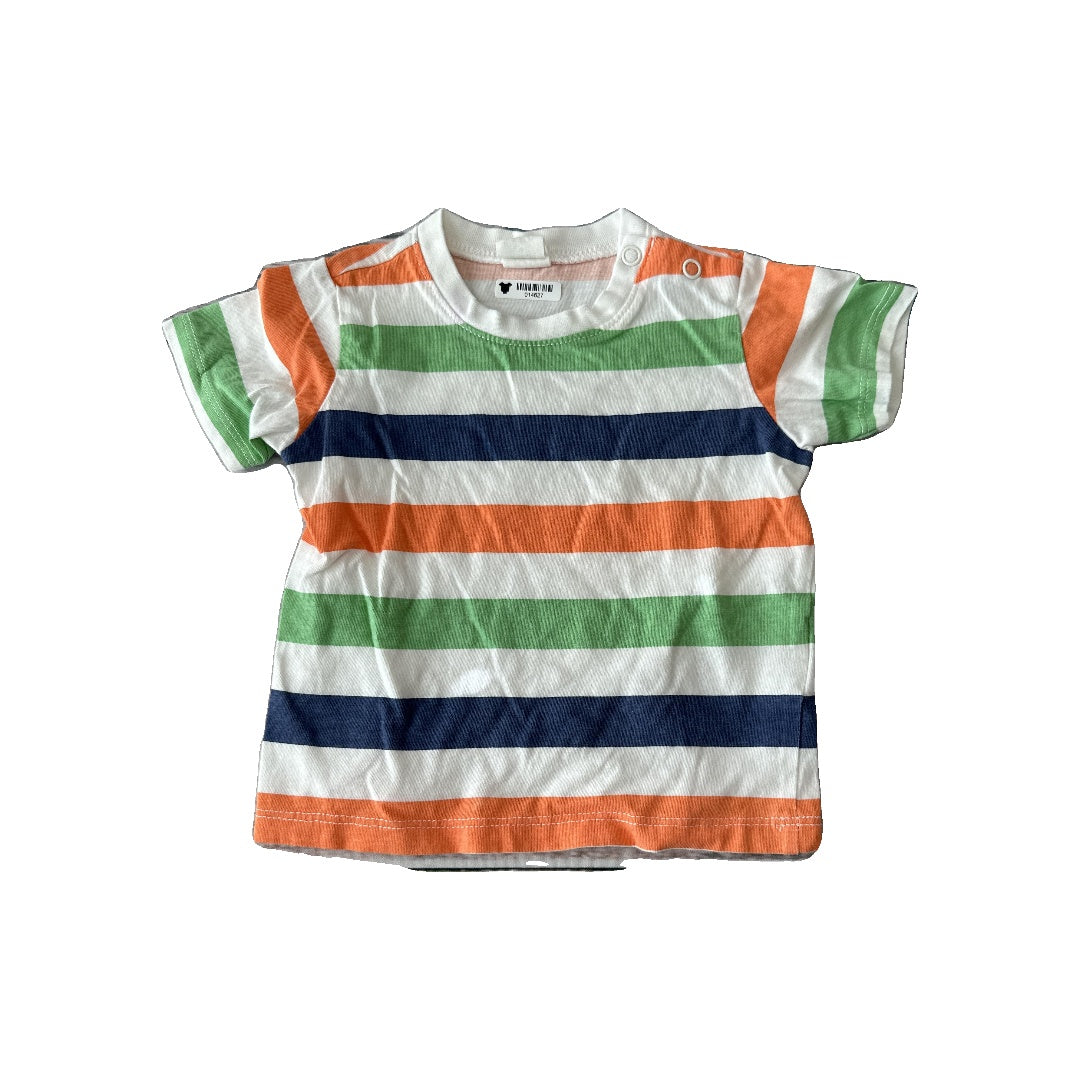 H&M Boys Navy Blue | orange | light green | Stripe T-Shirt Size: 6 months Navy Blue | orange | light green | Stripe