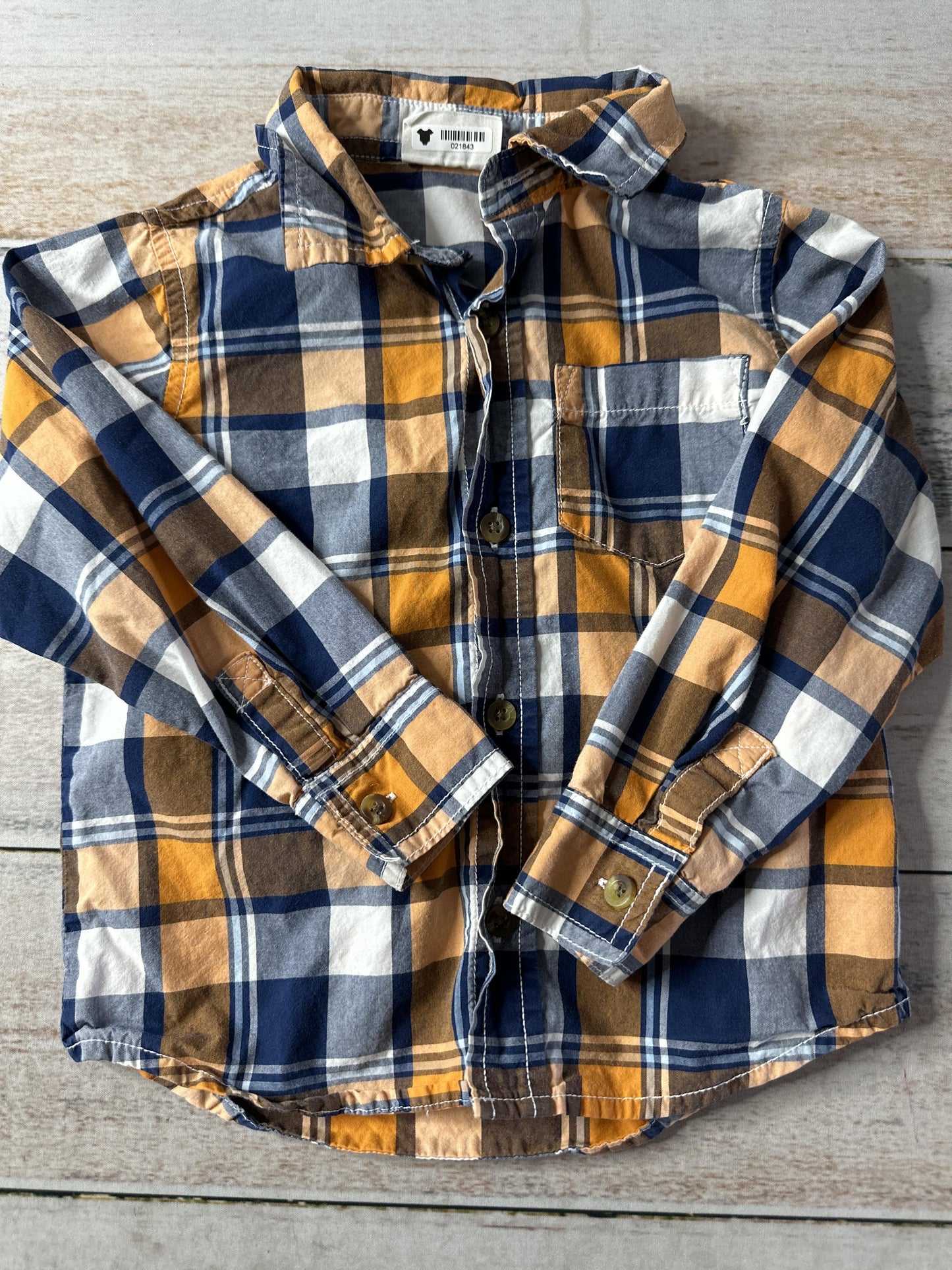Crazy 8 Boys Navy Blue | orange | White Button Down Short Sleeve Size: 2T Navy Blue | orange | White