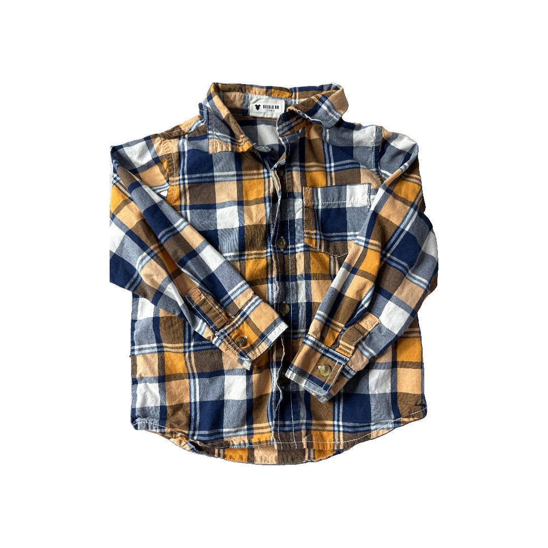 Crazy 8 Boys Navy Blue | orange | White Button Down Short Sleeve Size: 2T Navy Blue | orange | White