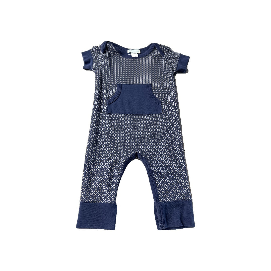 Feather Baby Boys Navy Blue | Pattern Romper Size: 6-9 months Navy Blue | Pattern