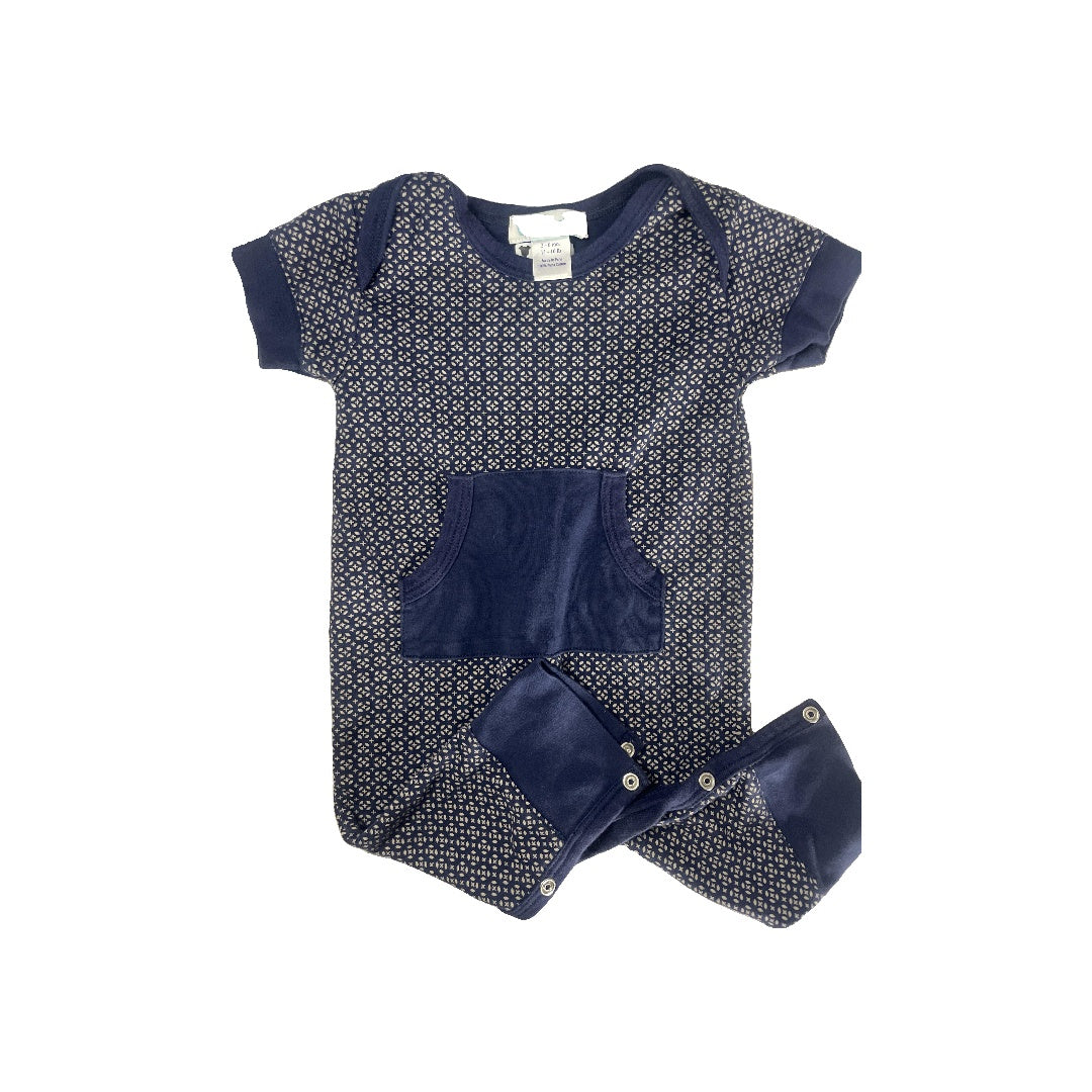 Feather Baby Unisex Navy Blue | Pattern Romper Size: 3-6 months Navy Blue | Pattern