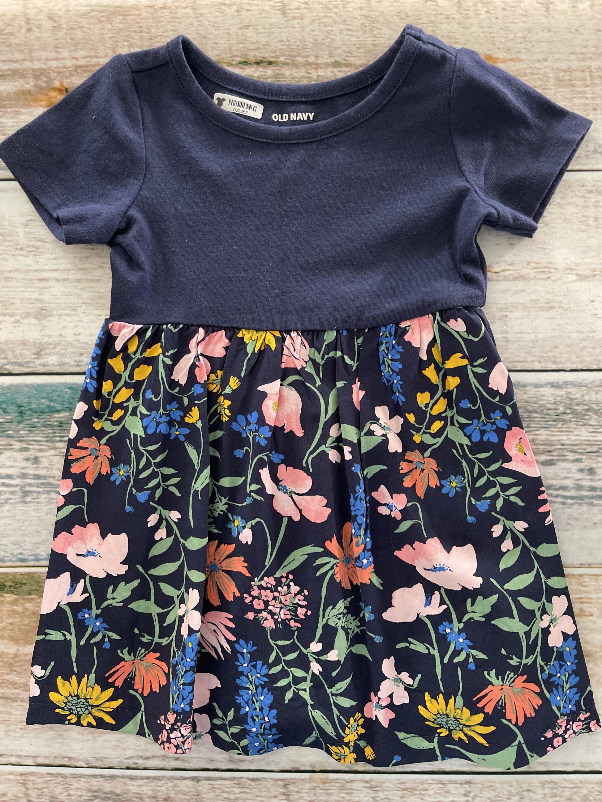 Old Navy Girls Navy Blue | Pink floral Dress Size: 12-18 months Navy Blue | Pink floral