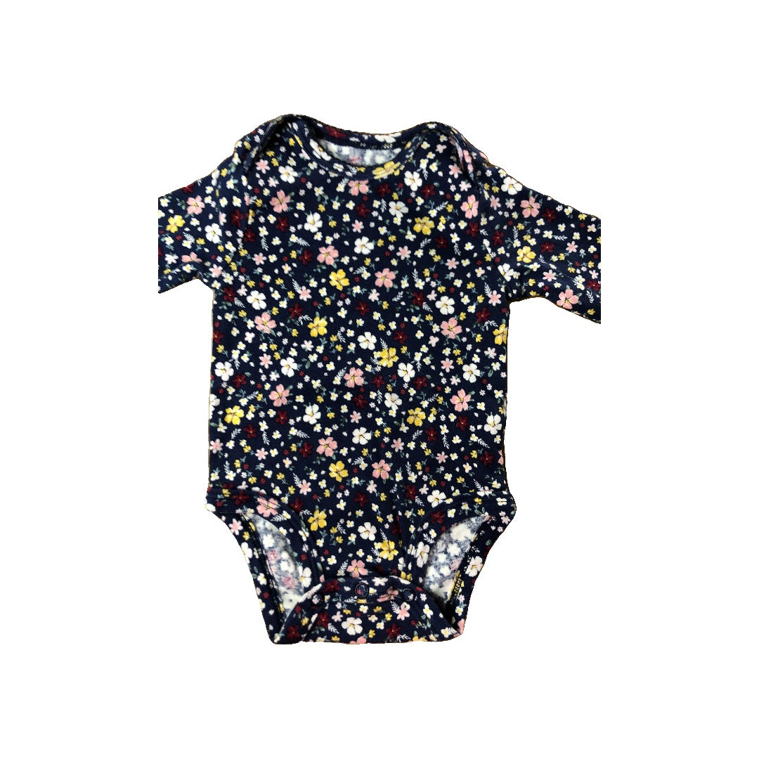Carters Girls Navy Blue | Pink floral Onesie Size: 0-3 months Navy Blue | Pink floral