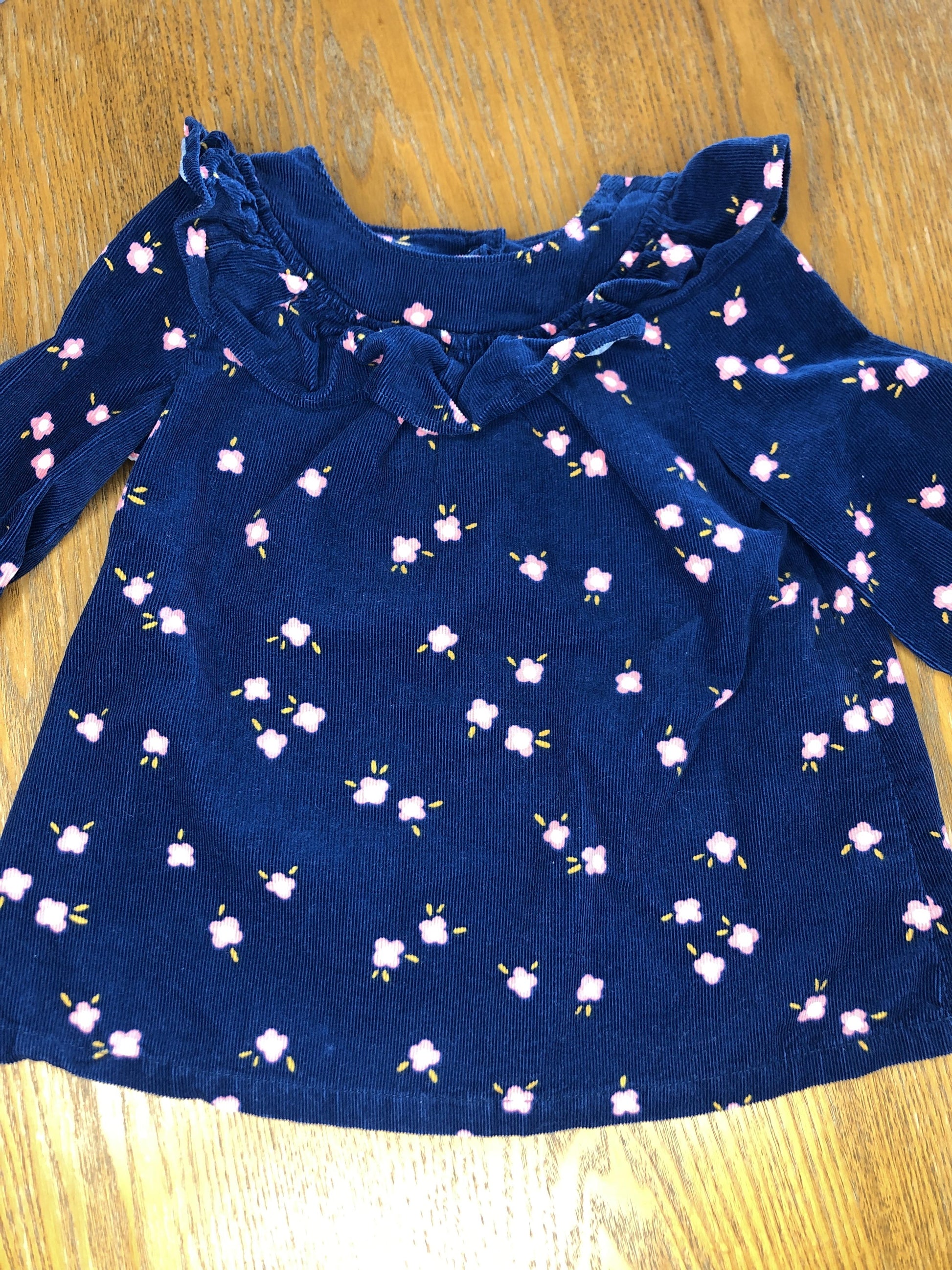 Cat & Jack Girls Navy Blue | Pink floral Dress Size: 6-9 months Navy Blue | Pink floral
