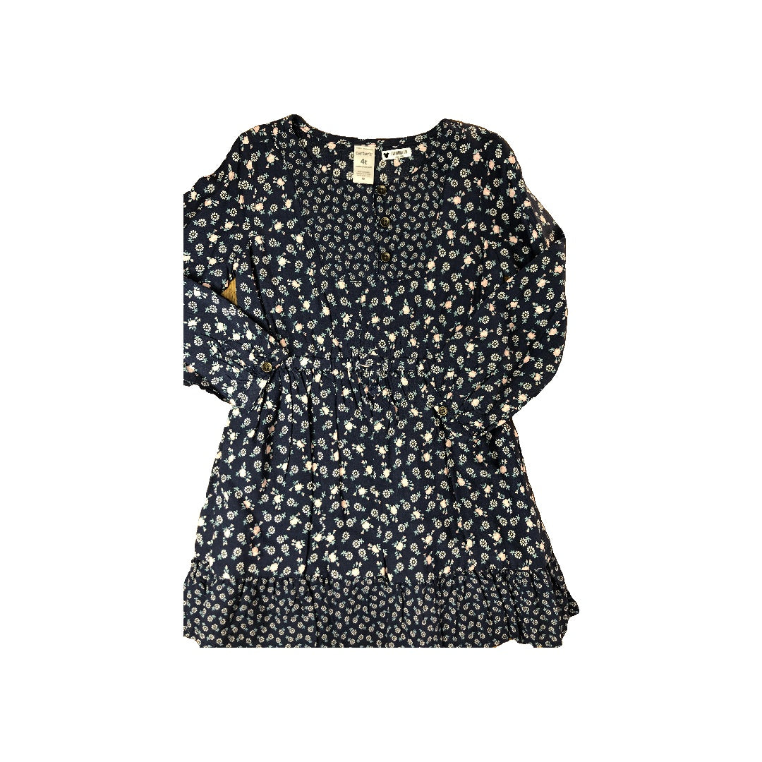 Carters Girls Navy Blue | Pink floral Dress Size: 4T Navy Blue | Pink floral
