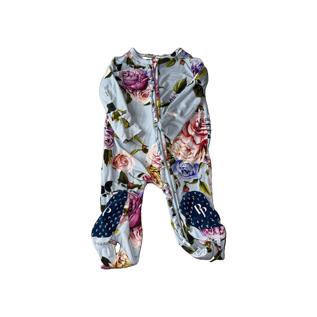 Posh Peanut Girls Navy Blue | Pink floral Pajamas Size: 18-24 months Navy Blue | Pink floral