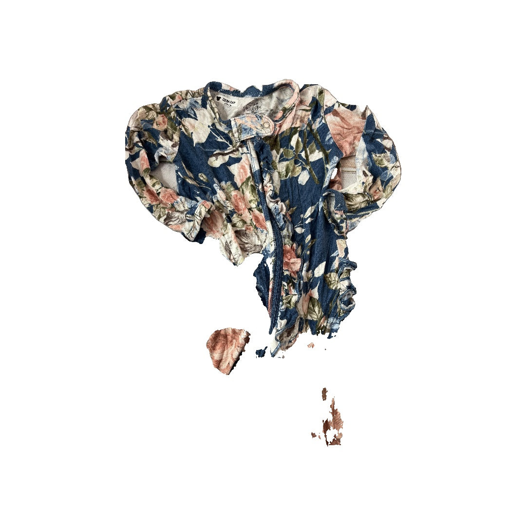 Posh Peanut Unisex Navy Blue | Pink floral Pajamas Size: 9-12 Months Navy Blue | Pink floral