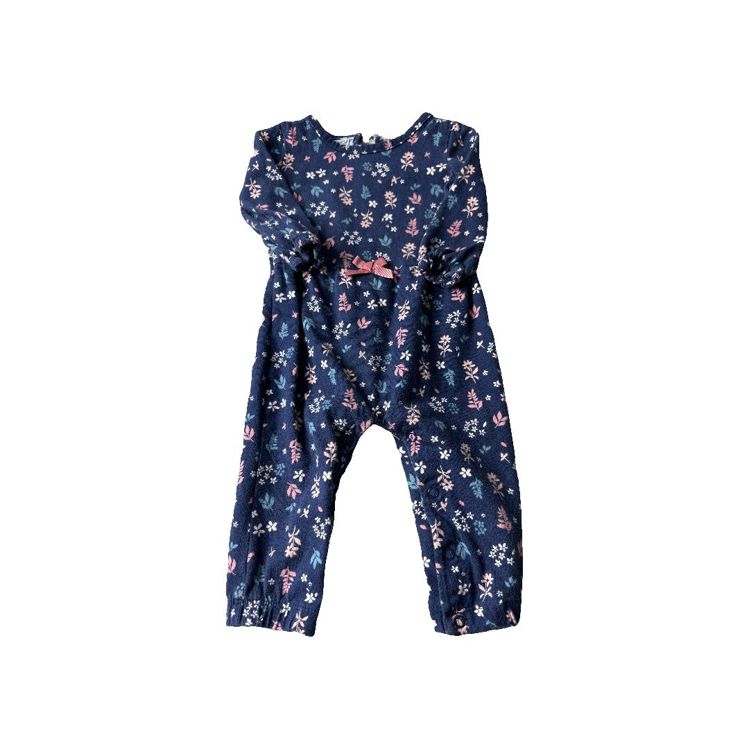 Just Born Girls Navy Blue | Pink floral Long Sleeve Outfit Size: 9 months Navy Blue | Pink floral