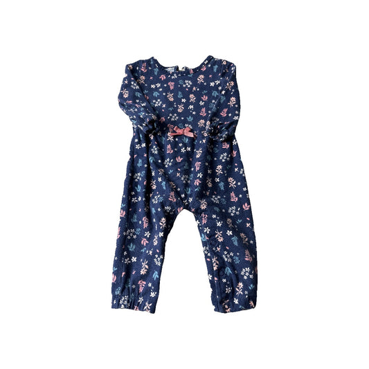 Just Born Girls Navy Blue | Pink floral Long Sleeve Outfit Size: 9 months Navy Blue | Pink floral