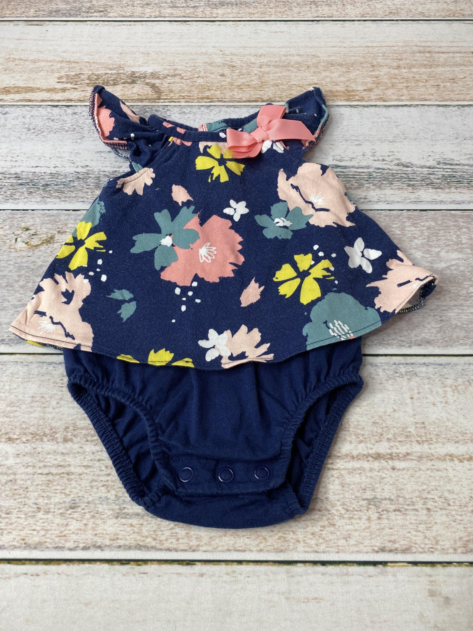 Carters Girls Navy Blue | Pink floral Dress Size: Newborn Navy Blue | Pink floral