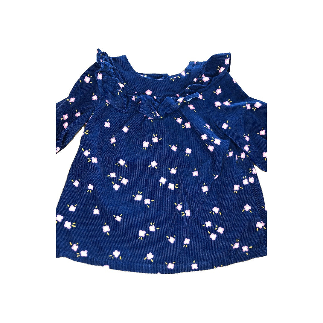 Cat & Jack Girls Navy Blue | Pink floral Dress Size: 6-9 months Navy Blue | Pink floral