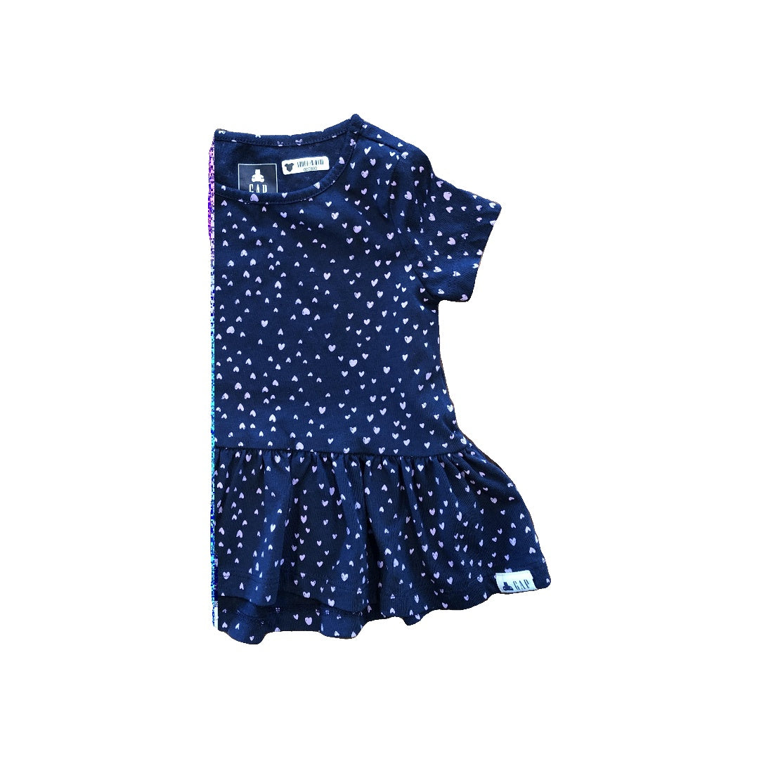 Gap Girls Navy Blue | pink | Hearts T-Shirt Size: 12-18 months Navy Blue | pink | Hearts