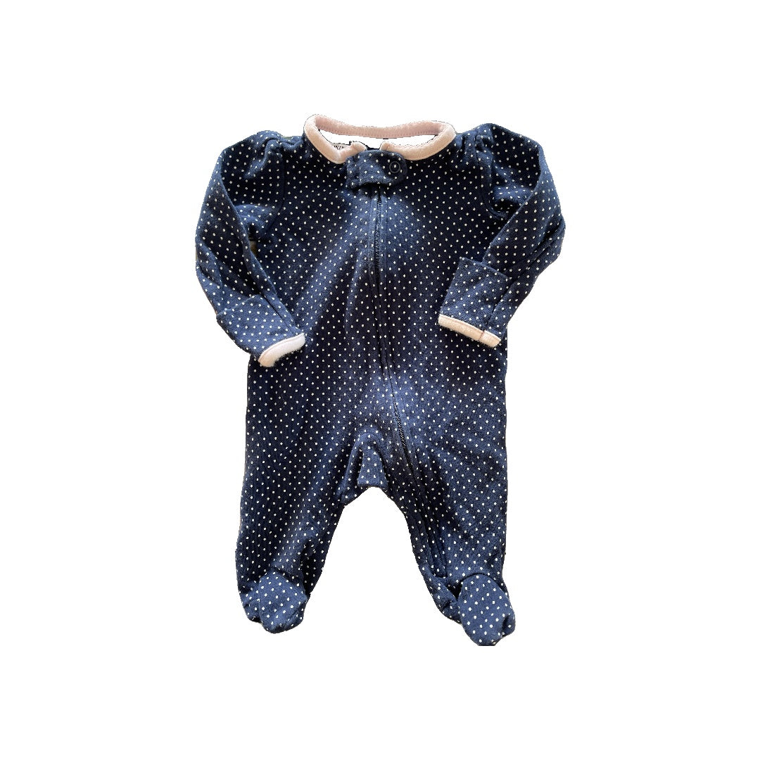 Girls Navy Blue | pink | polka dot Pajamas Size: Newborn Navy Blue | pink | polka dot
