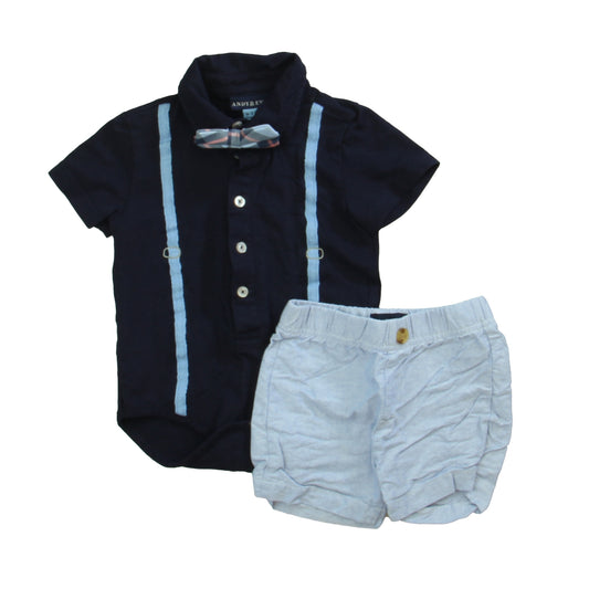 Andy & Evan Boys Navy | Blue | Pink Apparel Sets Size: 9-12 Months Navy | Blue | Pink