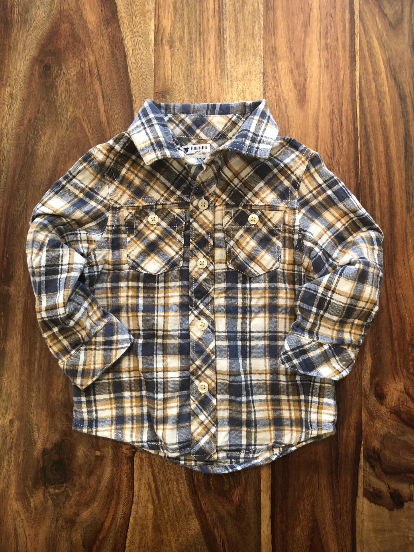 OshKosh Boys Navy Blue | plaid | Brown Button Down Short Sleeve Size: 2 years Navy Blue | plaid | Brown