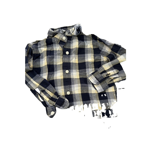 Janie and Jack Boys Navy Blue | plaid Button Down Short Sleeve Size: 12-18 months Navy Blue | plaid