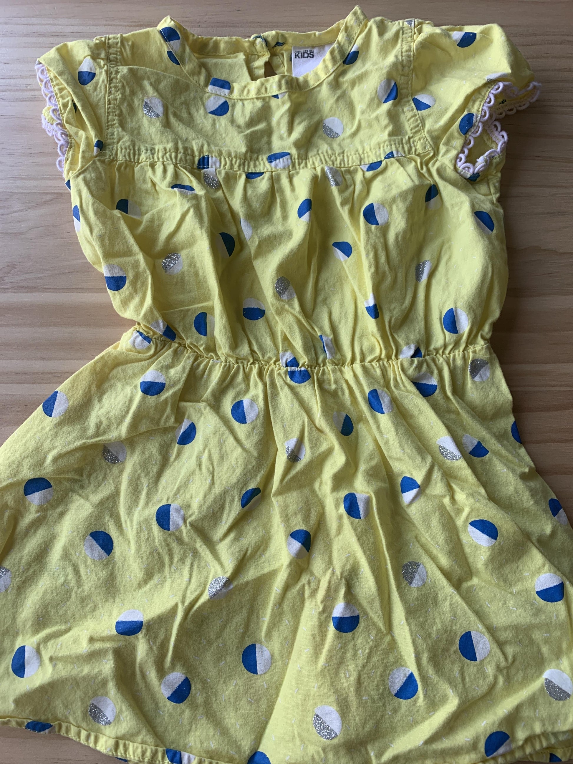 Girls Navy Blue | polka dot | White | Yellow Dress Size: 12 months Navy Blue | polka dot | White | Yellow