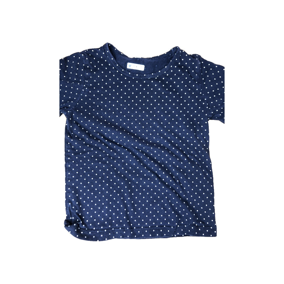 H&M Unisex Navy Blue | polka dot | White Long Sleeve T-Shirt Size: 18 months Navy Blue | polka dot | White