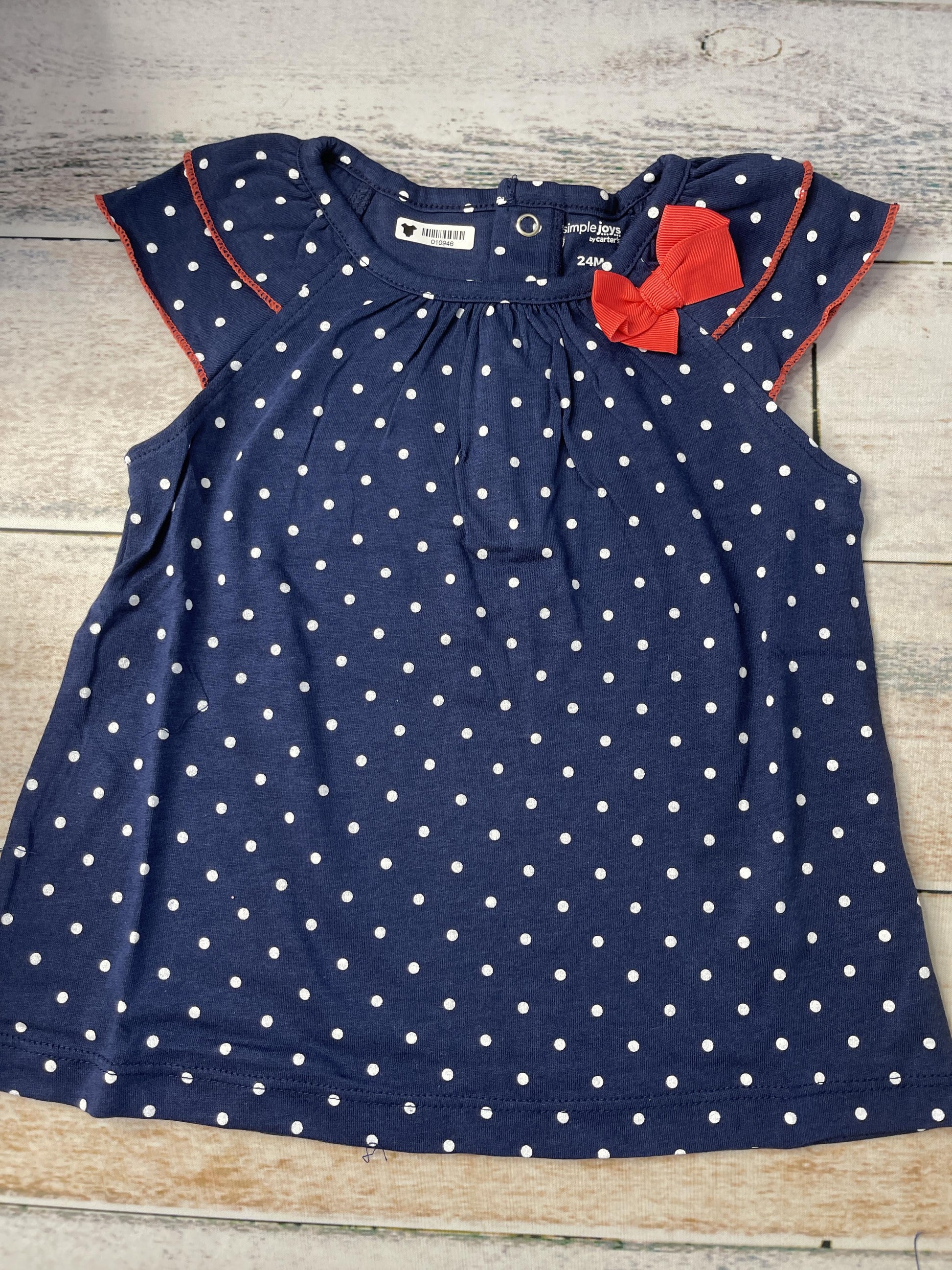 Carters Girls Navy Blue | polka dot Tank Top Size: 18-24 months Navy Blue | polka dot