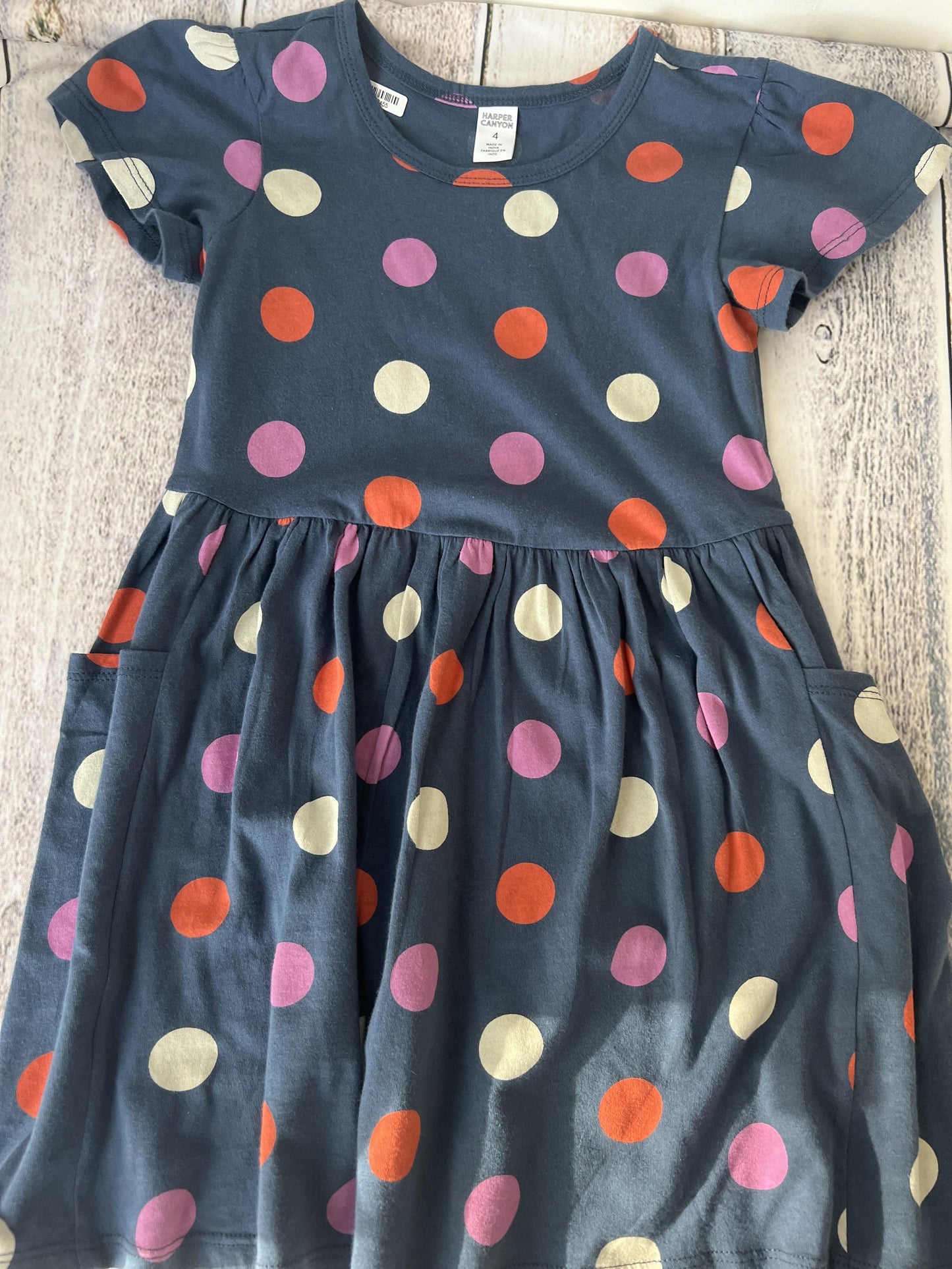 Harper Canyon Girls Navy Blue | polka dot Dress Size: 4T Navy Blue | polka dot