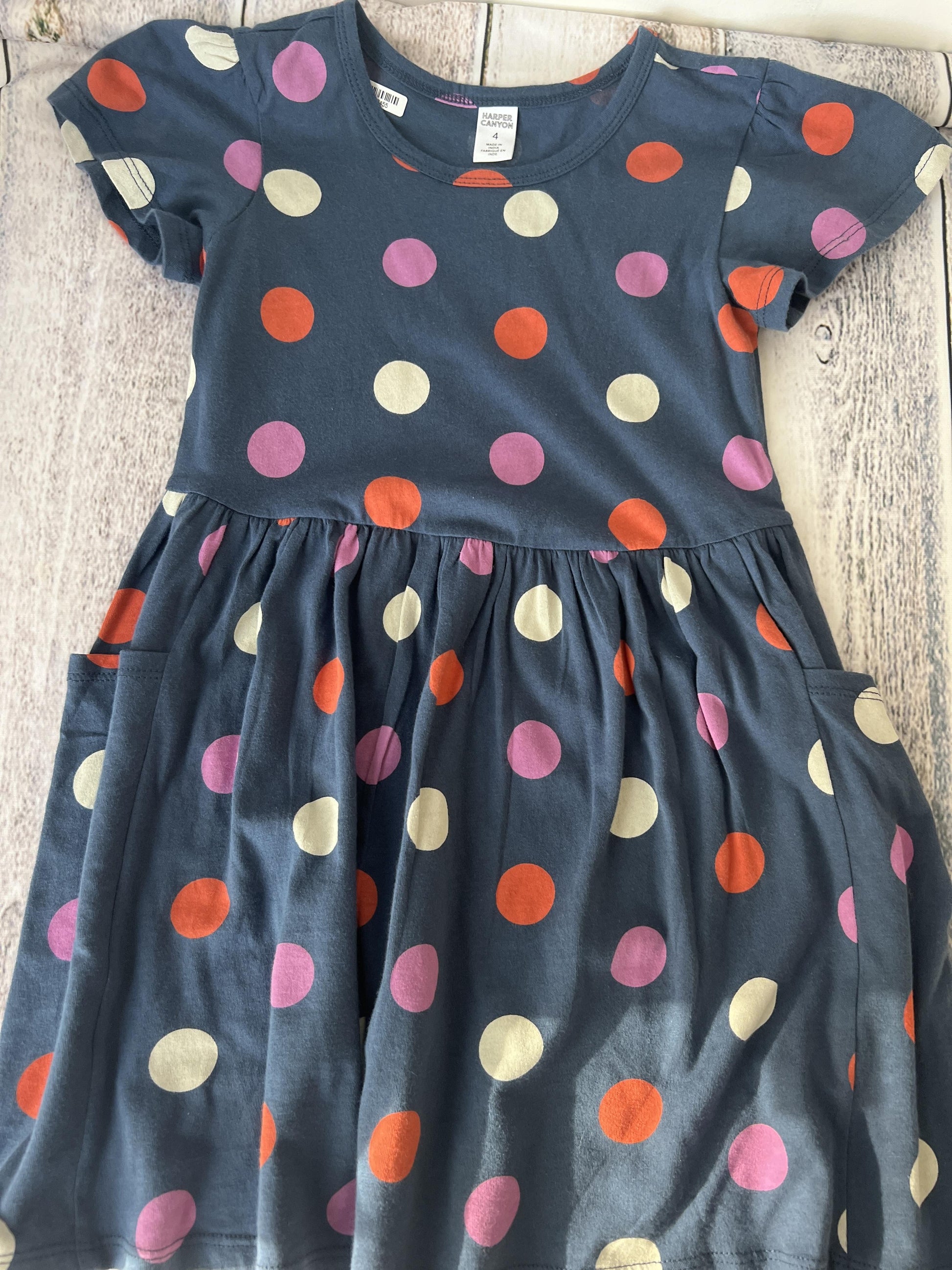 Harper Canyon Girls Navy Blue | polka dot Dress Size: 4T Navy Blue | polka dot