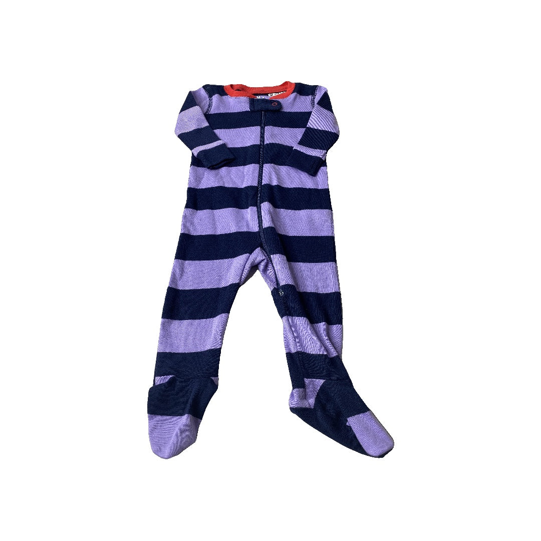 Primary Unisex Navy Blue | purple | Stripe Pajamas Size: 0-3 months Navy Blue | purple | Stripe