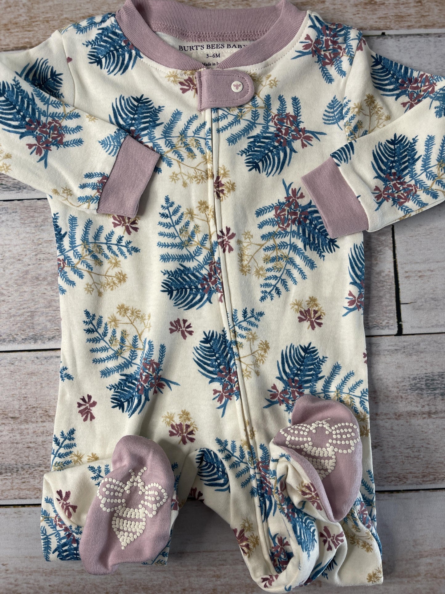 Burt's Bees Girls Navy Blue | purple Pajamas Size: 3-6 months Navy Blue | purple