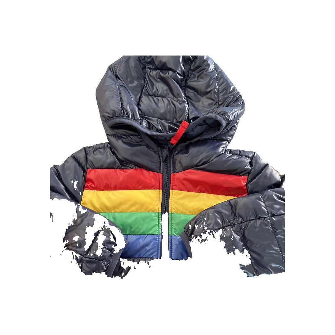 Primary Unisex Navy Blue | Rainbow | Stripe Jacket Size: 2T Navy Blue | Rainbow | Stripe