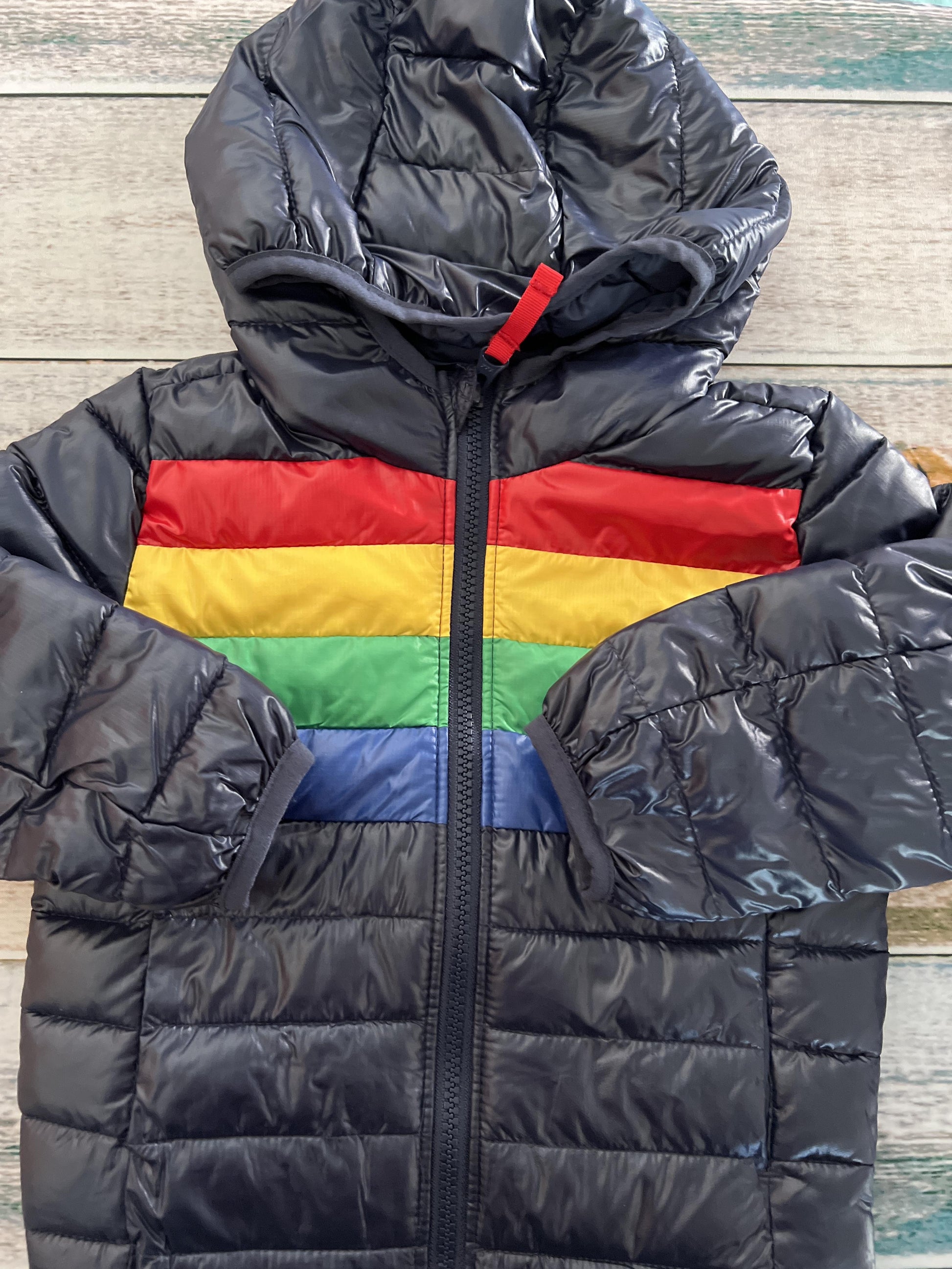 Primary Unisex Navy Blue | Rainbow | Stripe Jacket Size: 2T Navy Blue | Rainbow | Stripe