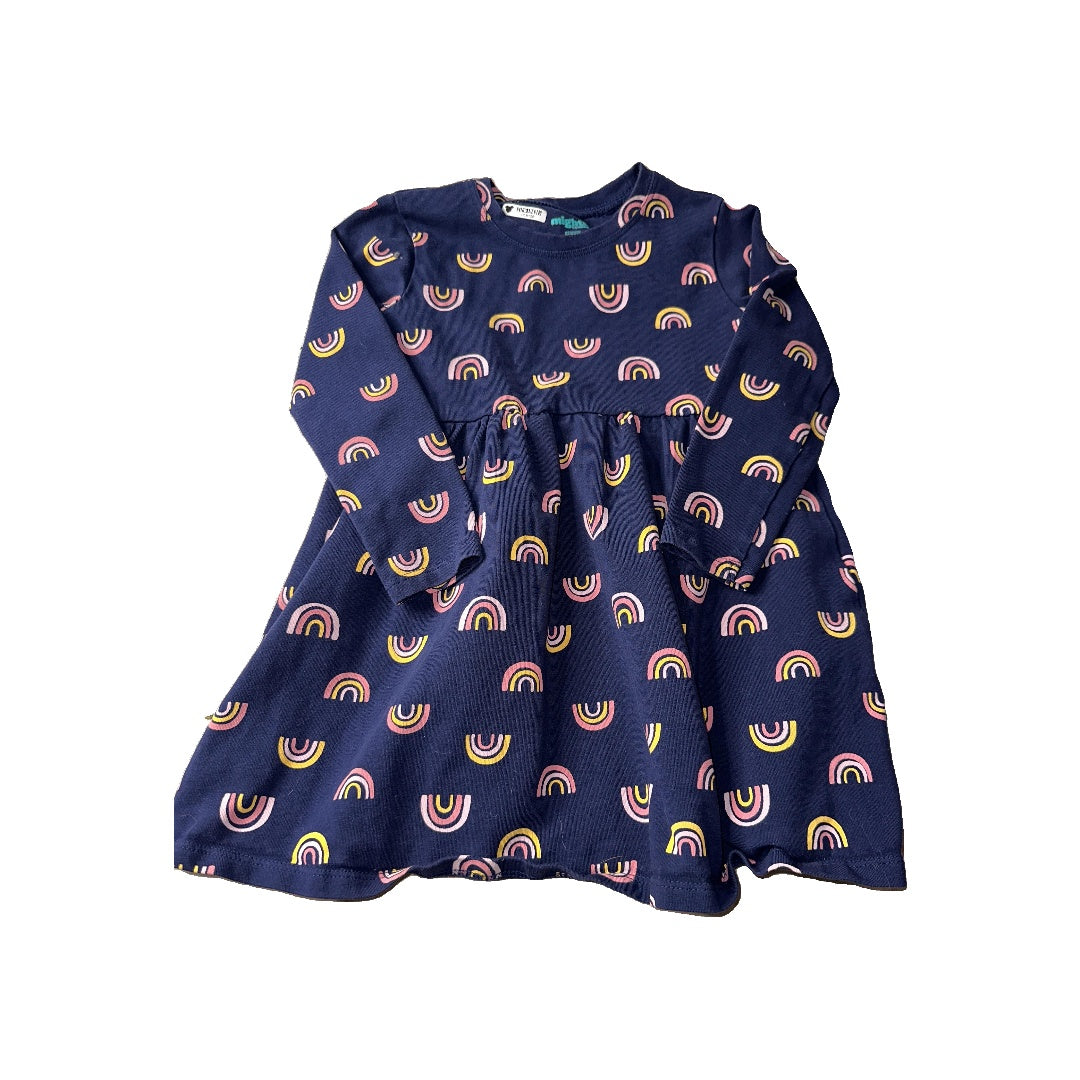 Mighty Goods Girls Navy Blue | Rainbow Dress Size: 2T Navy Blue | Rainbow