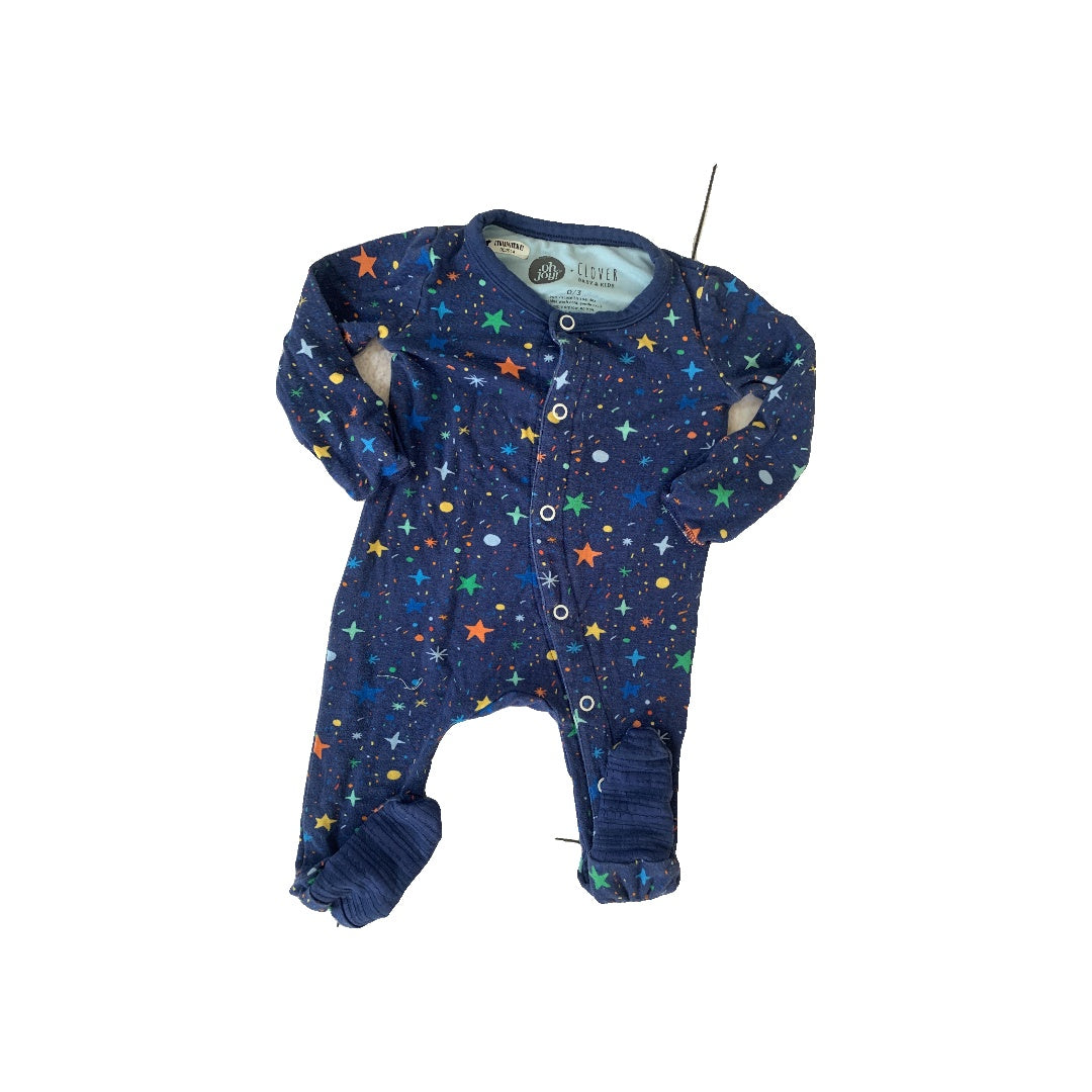 Clover Baby & Kids Unisex Navy Blue | Rainbow Pajamas Size: 0-3 months Navy Blue | Rainbow