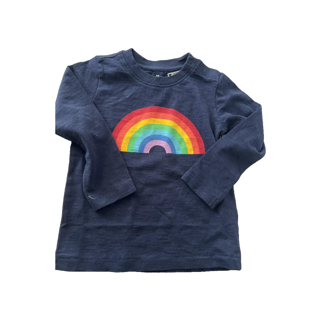 Primary Girls Navy Blue | Rainbow Long Sleeve Shirt Size: 18-24 months Navy Blue | Rainbow