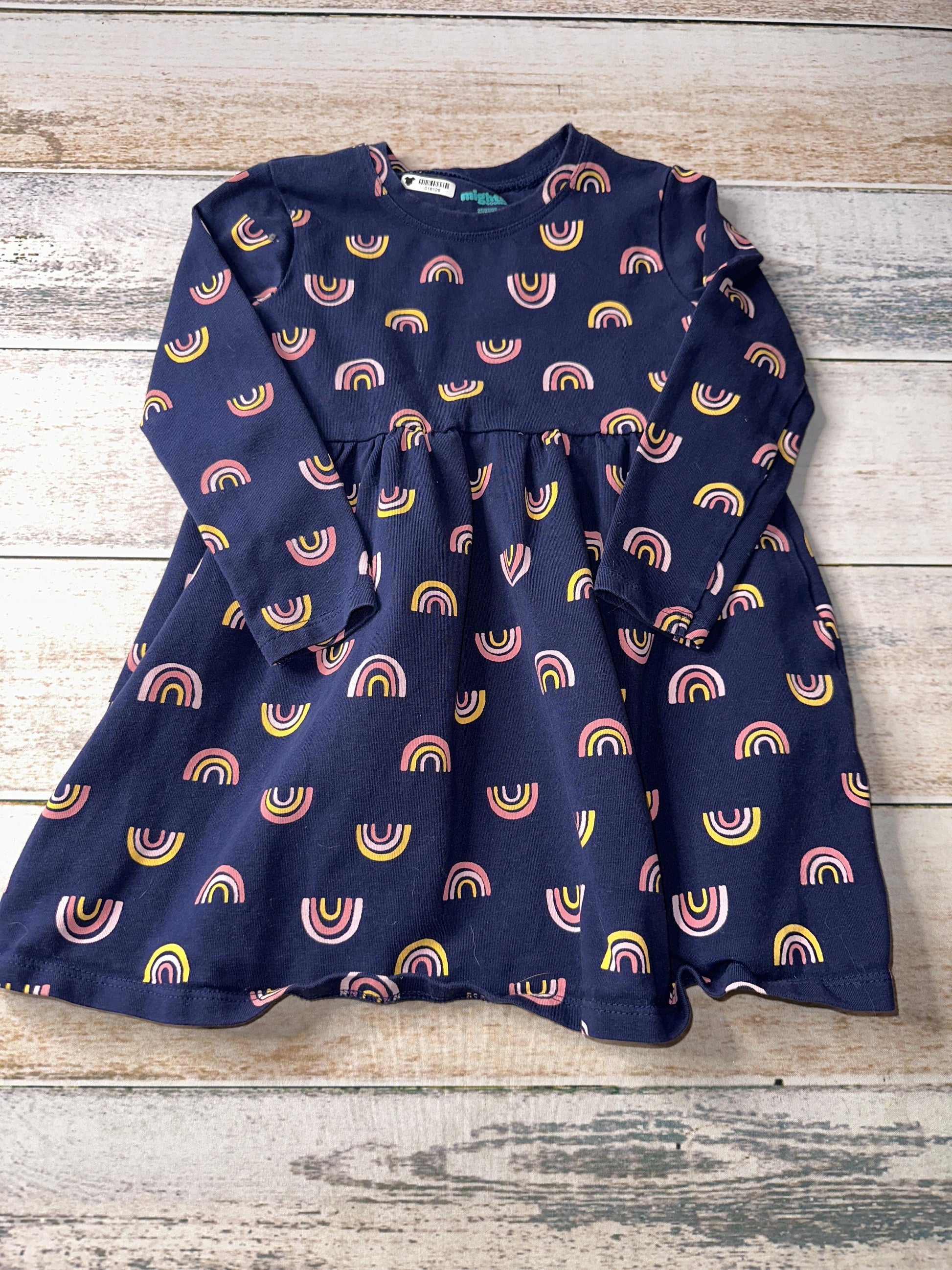 Mighty Goods Girls Navy Blue | Rainbow Dress Size: 2T Navy Blue | Rainbow