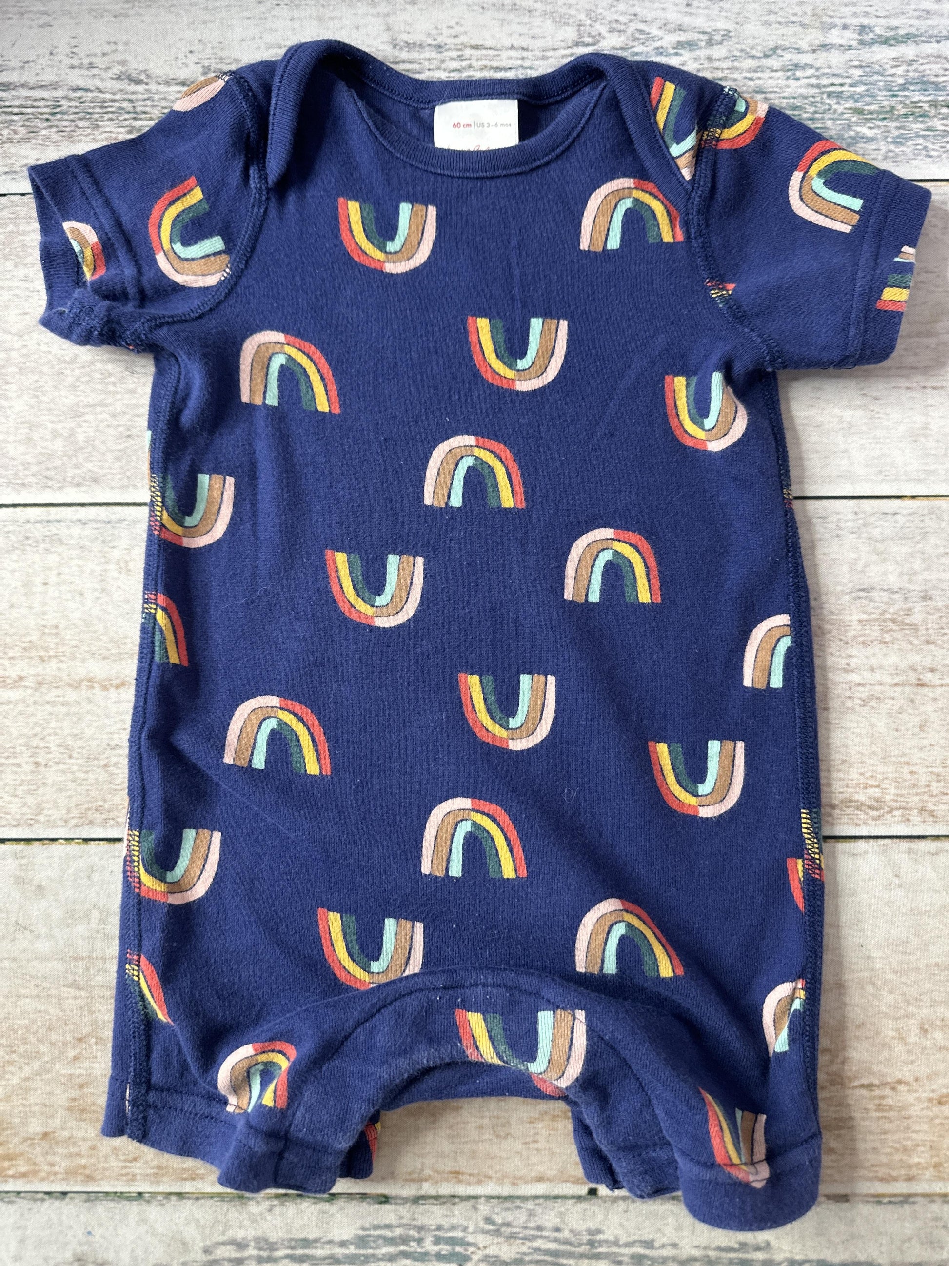 Hanna Andersson Unisex Navy Blue | Rainbow Romper Size: 3-6 months Navy Blue | Rainbow