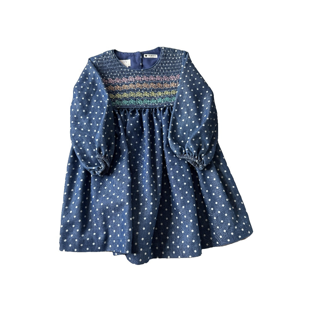 Iris & Ivy Girls Navy Blue | Rainbow Dress Size: 18 months Navy Blue | Rainbow