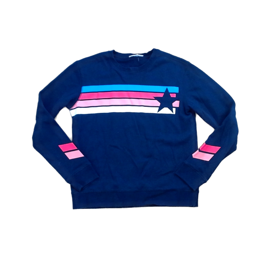 Rockets Of Awesome Girls Navy | Blue Red and Pink Chest Stripe Long Sleeve T-Shirt Size: 12 Years Navy | Blue Red and Pink Chest Stripe