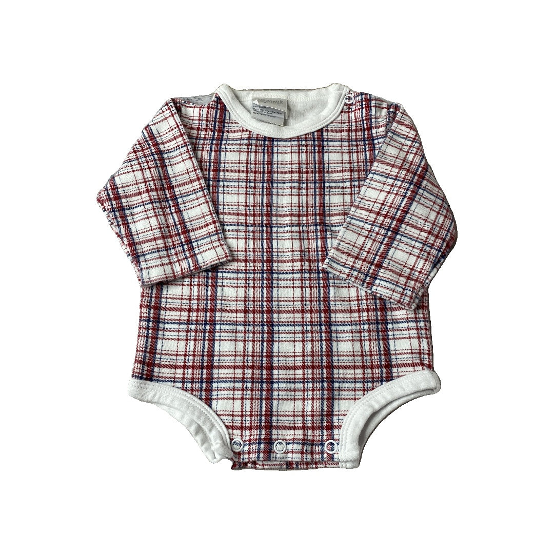 Boys Navy Blue | Red | plaid Onesie Size: 3-6 months Navy Blue | Red | plaid
