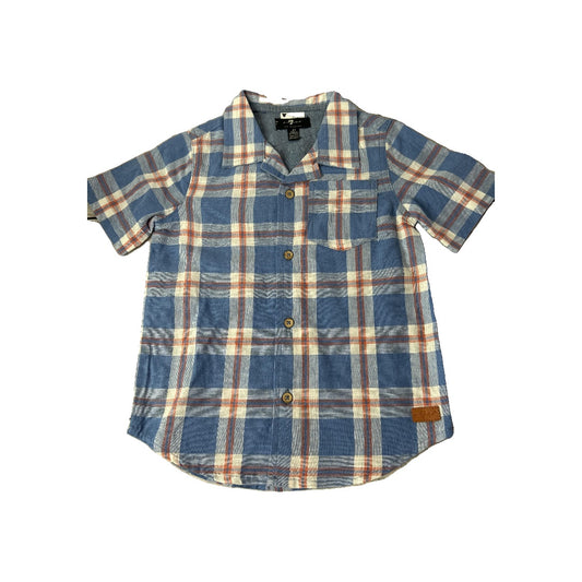 Boys Navy Blue | Red | plaid Button Down Short Sleeve Size: 4T Navy Blue | Red | plaid