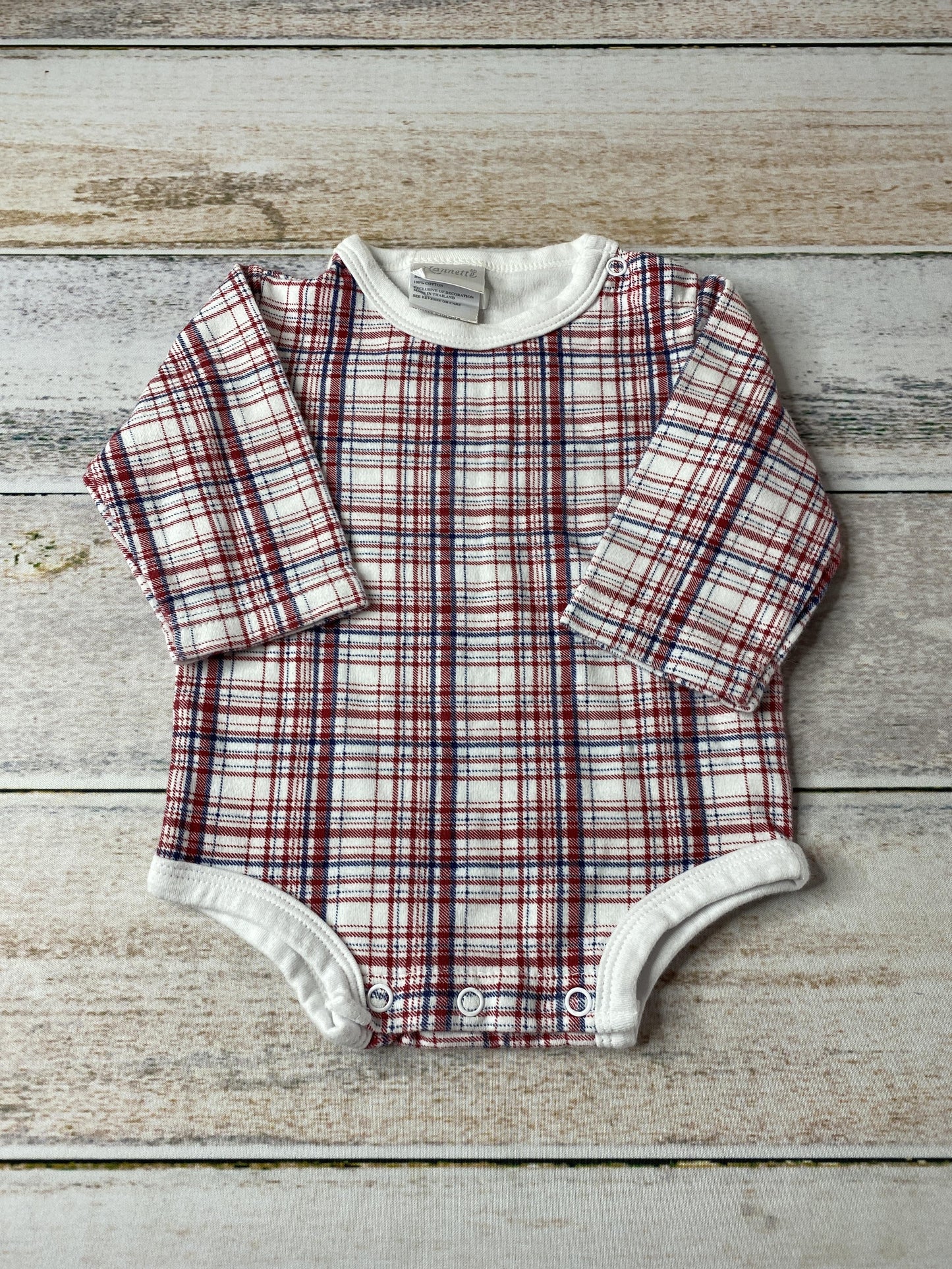 Boys Navy Blue | Red | plaid Onesie Size: 3-6 months Navy Blue | Red | plaid