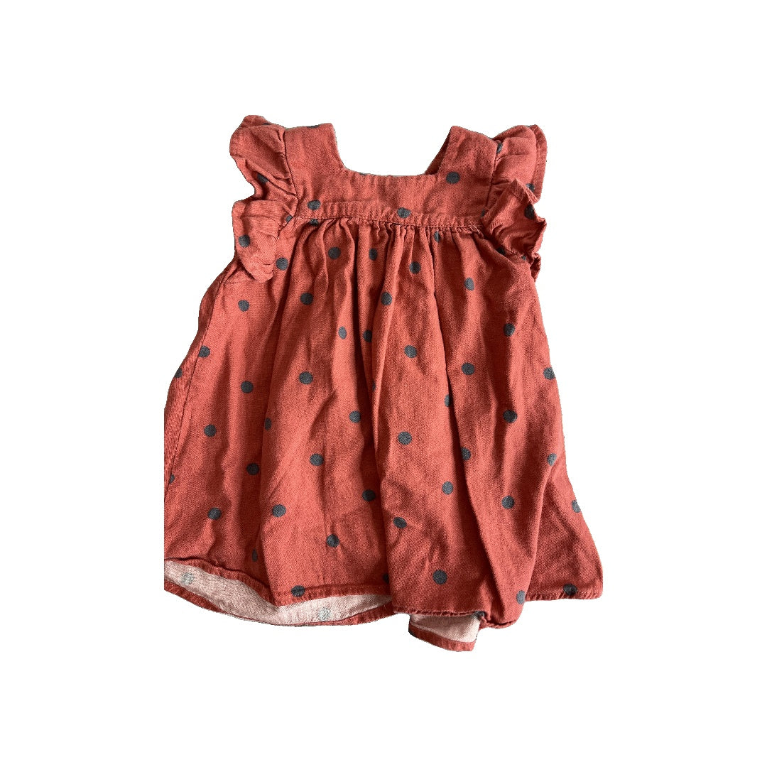 Cotton:on Kids Girls Navy Blue | Red | polka dot Dress Size: 6-12 months Navy Blue | Red | polka dot