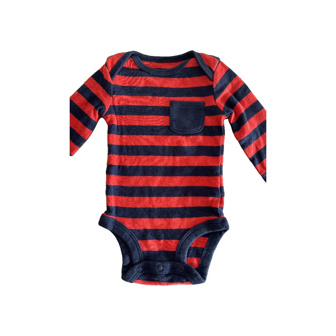 Carters Boys Navy Blue | Red | Stripe Onesie Size: Newborn Navy Blue | Red | Stripe