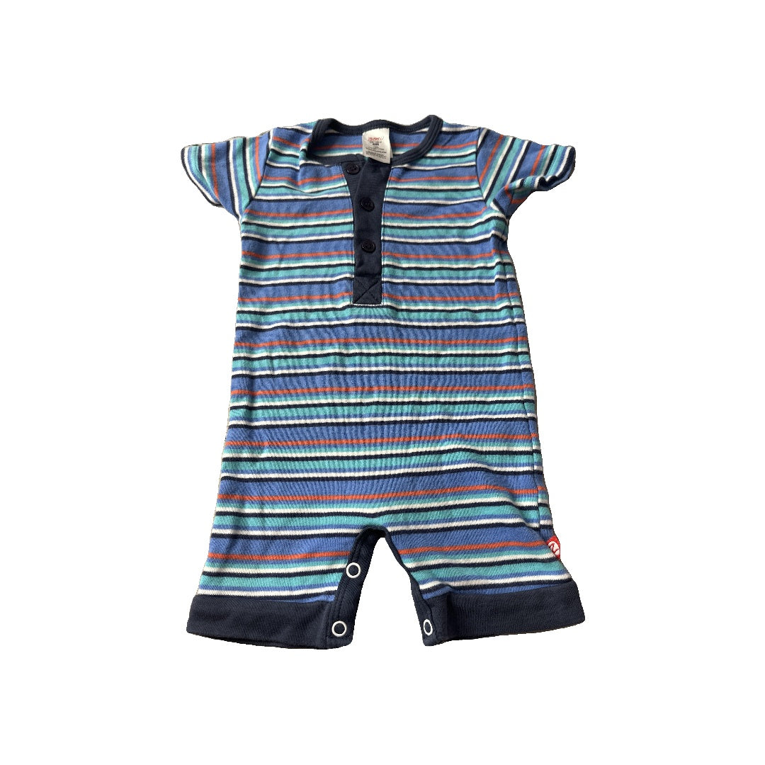 Zutano Boys Navy Blue | Red | Striped Romper Size: 6 months Navy Blue | Red | Striped