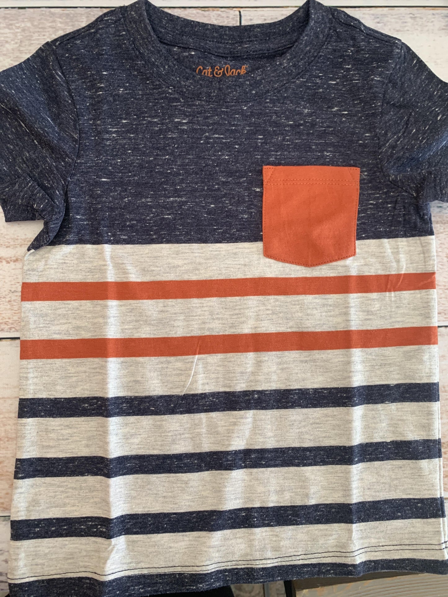 Cat & Jack Boys Navy Blue | Red | White | Stripe T-Shirt Size: 2T Navy Blue | Red | White | Stripe