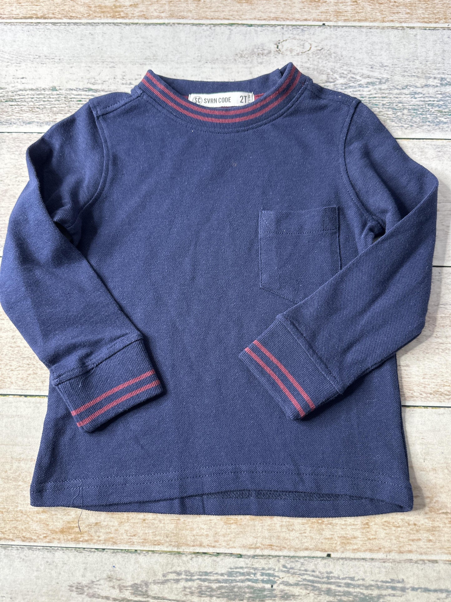 Sovereign Code Boys Navy Blue | Red Long Sleeve T-Shirt Size: 2T Navy Blue | Red