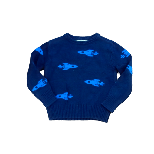 Rockets Of Awesome Boys Navy | Blue Spaceships Sweater Size: 3T Navy | Blue Spaceships