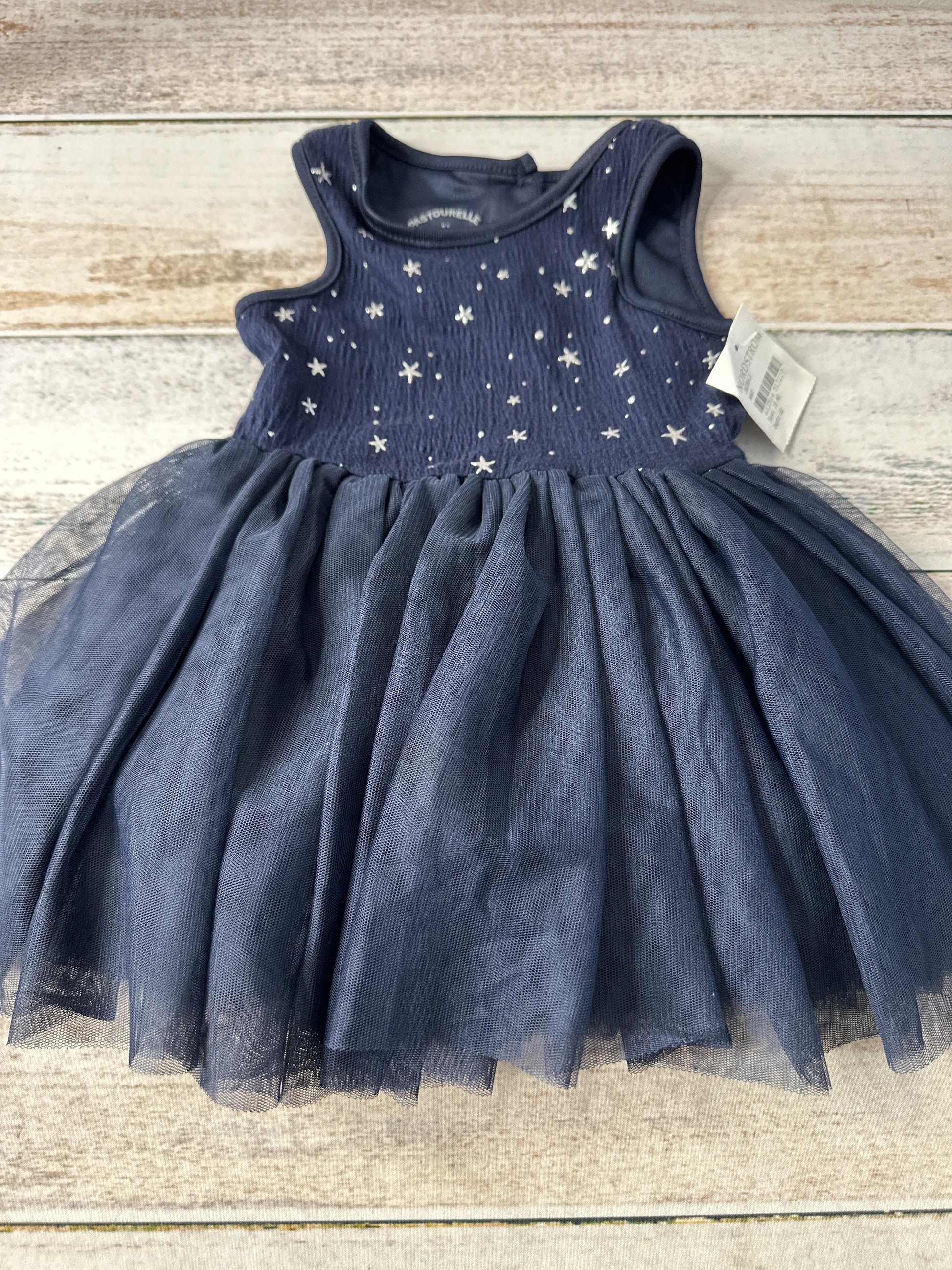 Pippa & Julie Girls Navy Blue | Stars Dress Size: 12-18 months Navy Blue | Stars