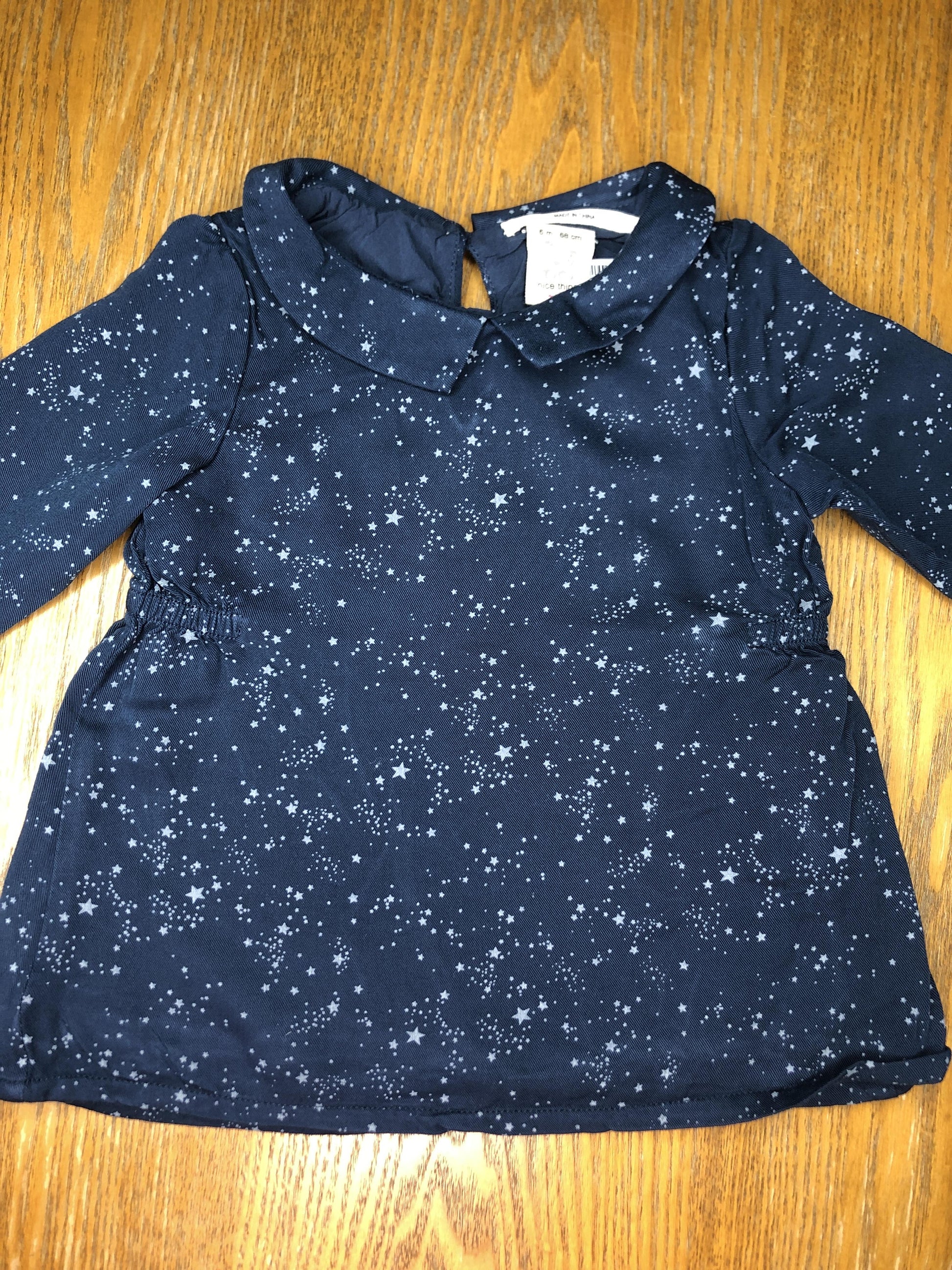 Nice Things Mini Girls Navy Blue | Stars Dress Size: 6 months Navy Blue | Stars